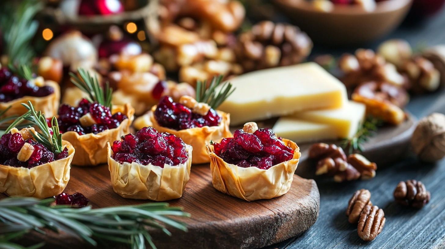 Appetizer Platter Featuring Cranberry Phyllo Cups