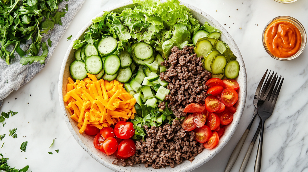 Step-by-step guide to assembling a burger bowl recipe