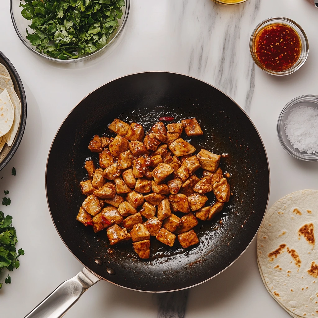 Step-by-step cheesy garlic chicken wrap preparation.