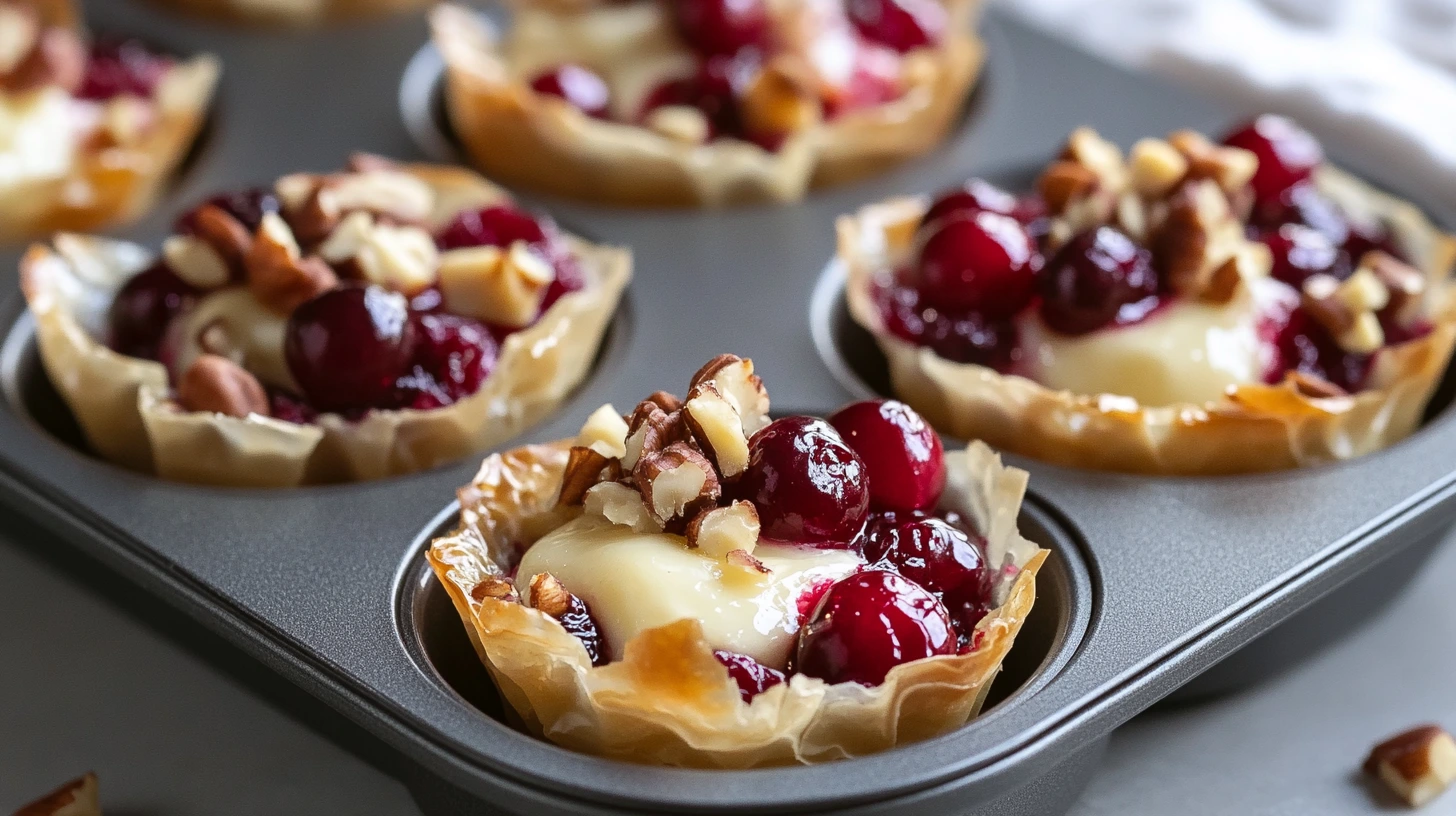 cranberry recipes for Thanksgiving cups phyllo dough Freshly Baked Cranberry And Brie Phyllo Cups