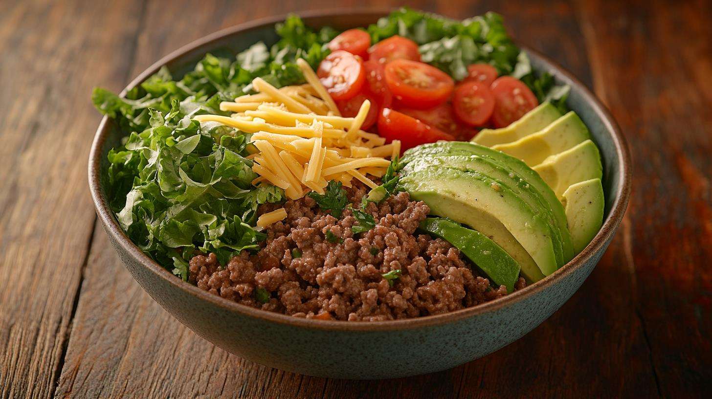 Healthy Burger Bowl With Fresh Ingredients