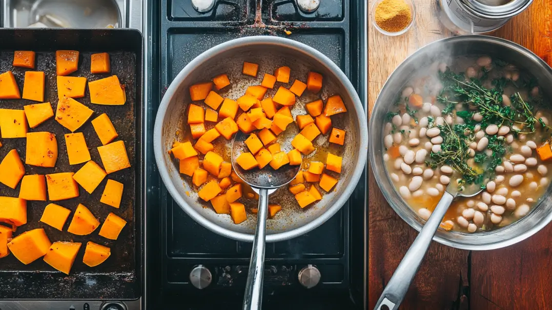 Step By Step Cooking Process For Butternut Squash Stew